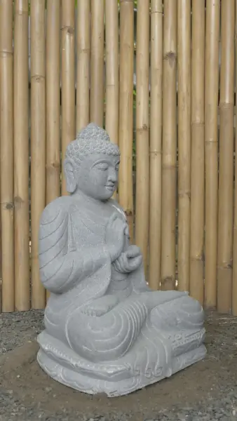 Product image 4 of the product “Seated Buddha made of Riverstone in Dharmachakra position - gesture of wheel of the teaching of Dharma. About 61cm height. ”